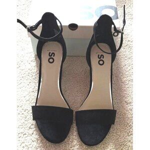 SO Black Ankle-Strap Suede Heels - Size 9.5 - New in Box